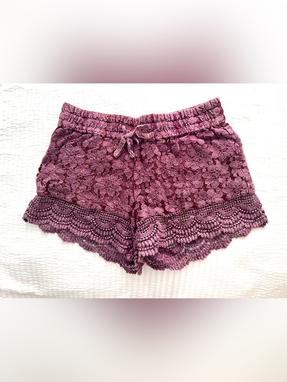 Vanilla Star Floral Lace Crochet Sleep Shorts - Mauve